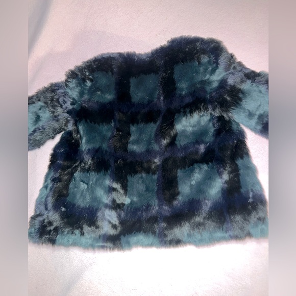 Ann Taylor Plaid Faux Fur Coat - Picture 2 of 2